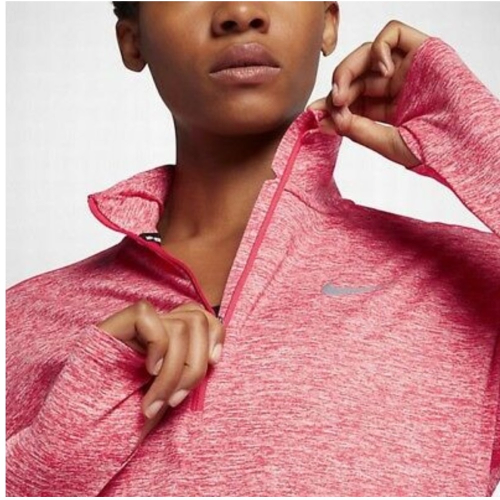 Nike dri-fit 3/4 zip element pullover- heathered pink
